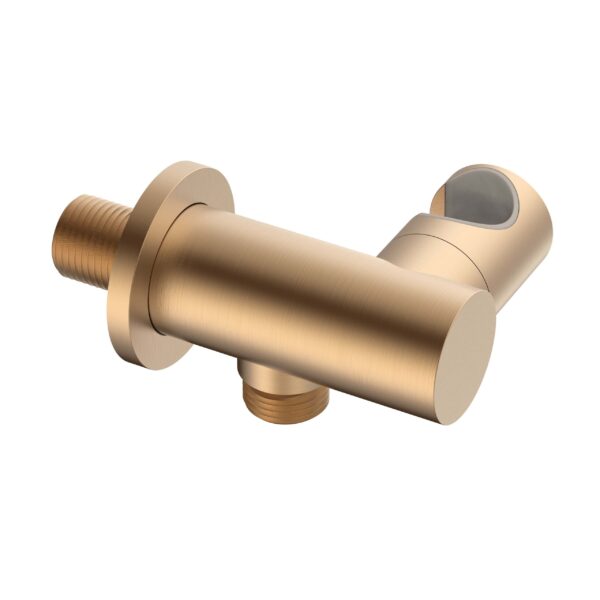 UNIFORMA WANDAANSLUITING ELLEBOOG MET WATERAANSLUITING EN HANDDOUCHEHOUDER - KANTELBAAR - BRUIN BRONS (PVD)