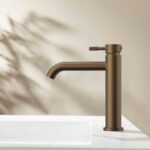 STRIA BASIN MIXER – COLD START – REFINED RIBBED HANDLE – WITHOUT WASTE – BROWN BRONZE (PVD) - Image 2