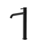 STRIA BASIN MIXER – HIGH RISE – COLD START – REFINED RIBBED HANDLE – WITHOUT WASTE – MATT BLACK (PVD)