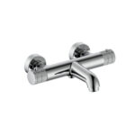 STRIA BATH MIXER – THERMOSTATISCH – WALL-MOUNT – REFINED RIBBED HANDLES – CHROOM