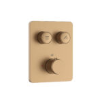 MITIGEUR DE DOUCHE STRIA - 2 VOIES - THERMOSTATIQUE - BOUTONS POUSSOIRS À TEXTURE NETTOYÉE RAFFINÉE - AVEC BOÎTIER À ENCASTRER ET KIT DE FINITION - RECTANGULAIRE - BRONZE BRUN (PVD)