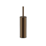STRIA TOILET BRUSH WITH HOLDER – WALL-MOUNTED OR FREESTANDING – REFINED RIBBED HANDLE – INCLUDES PLASTIC INNER CONTAINER – BROWN BRONZE (PVD)