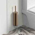 STRIA TOILET BRUSH WITH HOLDER – WALL-MOUNTED OR FREESTANDING – REFINED RIBBED HANDLE – INCLUDES PLASTIC INNER CONTAINER – BROWN BRONZE (PVD) - Image 2