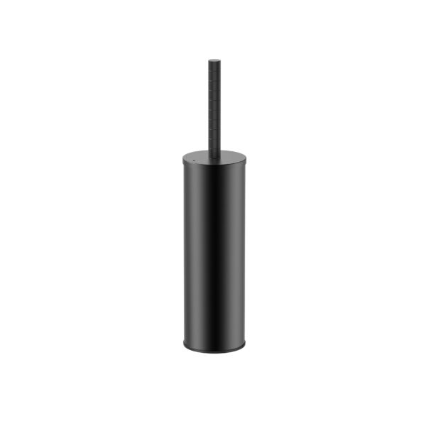 STRIA TOILET BRUSH WITH HOLDER – WALL-MOUNTED OR FREESTANDING – REFINED RIBBED HANDLE – INCLUDES PLASTIC INNER CONTAINER – MATT BLACK (PVD)