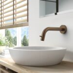 ROBINET EAU FROIDE STRIA - MONTAGE MURAL - RÉGLABLE - BOUTON À TEXTURE NETTOYÉE RAFFINÉE - SANS VIDAGE - BRONZE BRUN (PVD) – Image 2