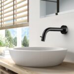STRIA WALL-MOUNTED COLD WATER TAP – CUTTABLE SPOUT – REFINED RIBBED HANDLE – WITHOUT WASTE – MATT BLACK (PVD) - Image 2