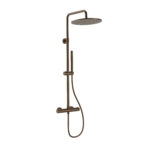 STRIA RAIN SHOWER SET – THERMOSTATIC – COOL TOUCH – 30 CM OVERHEAD SHOWER HEAD – EXPOSED INSTALLATION – REFINED RIBBED KNOBS – BROWN BRONZE (PVD)