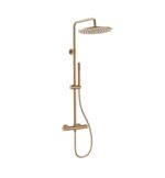 ENSEMBLE DE DOUCHE STRIA RAIN - THERMOSTATIQUE - COOL TOUCH - DOUCHE DE TÊTE 30 CM - EN SAILLIE - BOUTONS À TEXTURE NERVURÉE RAFFINÉE - BRONZE BRUN (PVD)