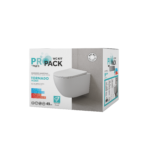 ALONI PRO WALL-HUNG TOILET – TORNADO FLUSH – RIMLESS – WITH SEAT – DUROPLAST – SOFT CLOSE – QUICK RELEASE – COMPACT 49 cm – 36X32X49 cm – MAT WIT