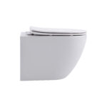 ALONI PRO WALL-HUNG TOILET – TORNADO FLUSH – RIMLESS – WITH SEAT – DUROPLAST – SOFT CLOSE – QUICK RELEASE – COMPACT 49 CM – 36X32X49 CM – GLOSSY WHITE - Image 3
