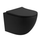 ALONI PRO WALL-HUNG TOILET – TORNADO FLUSH – RIMLESS – WITH SEAT – DUROPLAST – SOFT CLOSE – QUICK RELEASE – COMPACT 49 CM – 36X32X49 CM – MATT BLACK - Image 2
