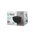 ALONI PRO WALL-HUNG TOILET – TORNADO FLUSH – RIMLESS – WITH SEAT – DUROPLAST – SOFT CLOSE – QUICK RELEASE – COMPACT 49 cm – 36X32X49 cm – MAT ZWART