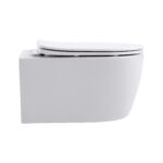 ALONI PRO WALL-HUNG TOILET - RIMLESS - WITH SEAT - DUROPLAST - SOFTCLOSE - QUICK RELEASE - COMPACT 49 CM - 36X25X49 CM - GLOSSY WHITE - Image 5