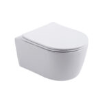 ALONI PRO WALL-HUNG TOILET - RIMLESS - WITH SEAT - DUROPLAST - SOFTCLOSE - QUICK RELEASE - COMPACT 49 CM - 36X25X49 CM - GLOSSY WHITE - Image 2