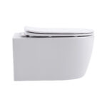ALONI PRO WALL-HUNG TOILET - RIMLESS - WITH SEAT - DUROPLAST - SOFTCLOSE - QUICK RELEASE - COMPACT 49 CM - 36X25X49 CM - MATT WHITE - Image 7