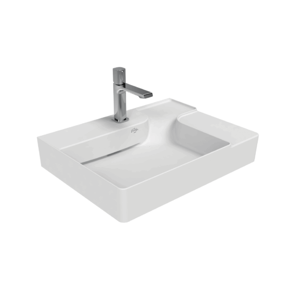 LAVABO CREAVIT RUBY RB063 - COMPTOIR - CÉRAMIQUE - SANS TROP-PLEIN - AVEC TROU POUR ROBINET - 60X13,5X45 CM - BLANC BRILLANT