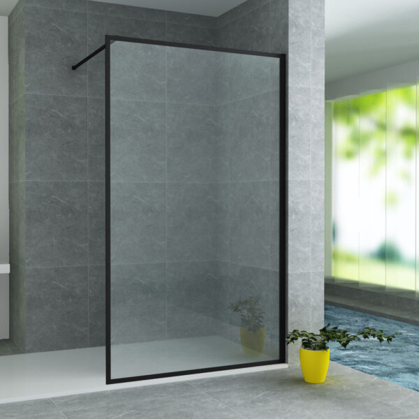 PANNEAU DE DOUCHE À L'ALONI ALONI CADRE/BORD NOIR MAT 90X200CM 8MM