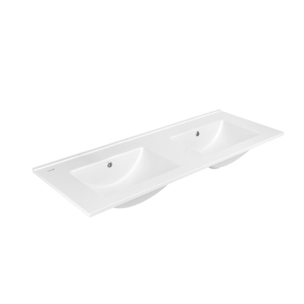 SU WASHBASIN - 2 BOWL - NO TAP HOLES - CERAMIC - 121X46 CM - GLOSSY WHITE