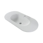 BEGONIA WASTAFEL - 1 BASIN - MET OVERLOOP - 1 KRAANGAT - KUNSTMATIG MARMER - 100X1,2X52,5 CM - MAT WIT