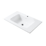 WONDA SQUARE SLIM WASTAFEL - 1 BASIN - MET OVERLOOP - 1 KRAANGAT - KUNSTMATIG MARMER - 80X1,6X52,5 CM - MAT WIT