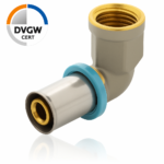 Erfu 90° female Meerlagen persknie 20 mm x 3/4" binnendraad-V â DVGW-gecertificeerd, geschikt voor U-, H- en TH-profiel