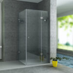 CABINE DE DOUCHE ALONI AVEC PORTE BATTANTE, PANNEAU FIXE ET PANNEAU LATÉRAL - AVEC TRAITEMENT ANTI-CALCAIRE - RÉVERSIBLE - VERRE DE SÉCURITÉ 8MM - 90X90X195 CM - CHROME - VERRE CLAIR