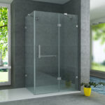 CABINE DE DOUCHE ALONI AVEC PORTE BATTANTE, PANNEAU FIXE ET PANNEAU LATÉRAL - AVEC TRAITEMENT ANTI-CALCAIRE - RÉVERSIBLE - VERRE DE SÉCURITÉ 8MM - 80X120X195 CM - CHROME - VERRE CLAIR