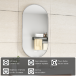 ERFU SPIEGEL LED ANTI-MIST B50XH100CM GUNMETAL GRIJS - Afbeelding 8