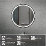 ERFU SPIEGEL LED ANTI-MIST Φ80CM ZWART FRAME - Afbeelding 5