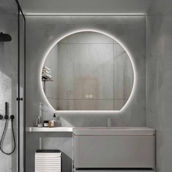 ALONI ZONSOPKOMST MIRROR - WITH LED LIGHTING - ROUND - FRAMELESS - WITH HEATING - LED COLOR TEMPERATURE 3500-6500K - 120X100CM