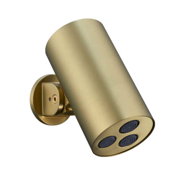UNIFORMA OVERHEAD SHOWER CYLINDER – 1 SPRAY SETTING – WALL MOUNT – 8X15 CM – Geborsteld goud
