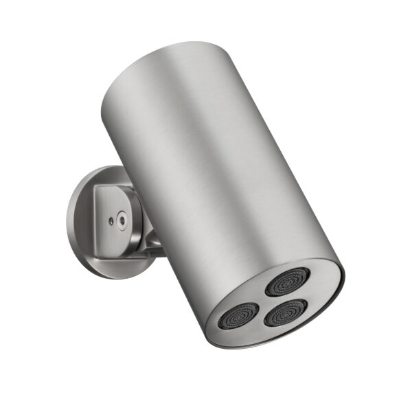 UNIFORMA OVERHEAD SHOWER CYLINDER – 1 SPRAY SETTING – WALL MOUNT – 8X15 CM – BRUSHED Acier inoxydable