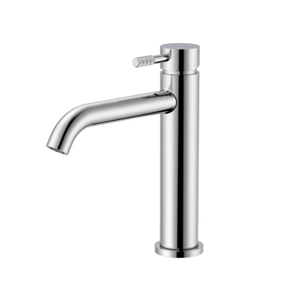 STRIA BASIN MIXER TAP – COLD START – REFINED RIBBED HANDLE – WITHOUT WASTE – CHROME