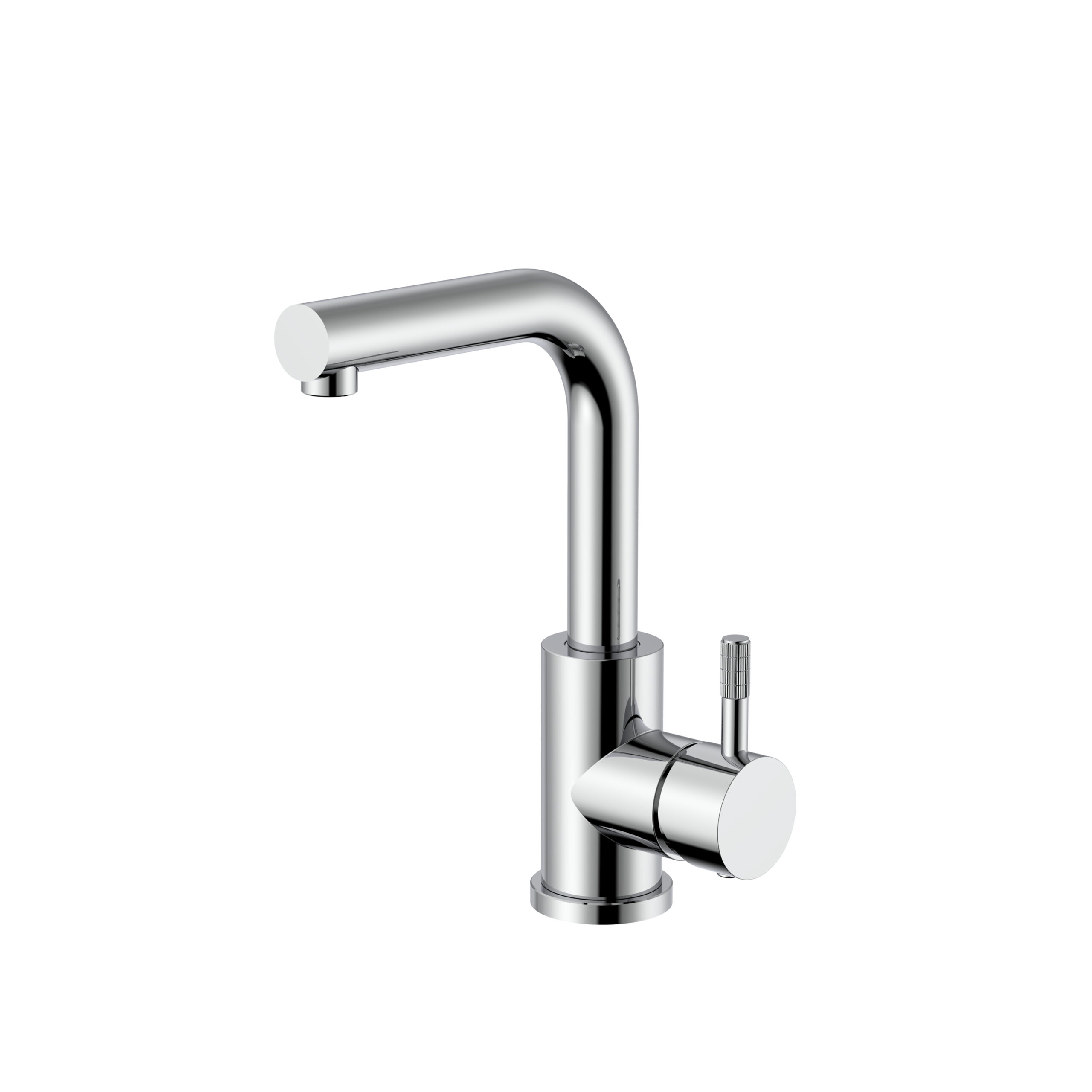 prm1121-c-3.jpg STRIA BASIN/KITCHEN MIXER – STRAIGHT SWIVEL SPOUT – COLD START – REFINED RIBBED HANDLE – WITHOUT WASTE – CHROME - Image 1