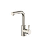 STRIA BASIN/KITCHEN MIXER – STRAIGHT SWIVEL SPOUT – COLD START – REFINED RIBBED HANDLE – WITHOUT WASTE – BRUSHED STAINLESS STEEL