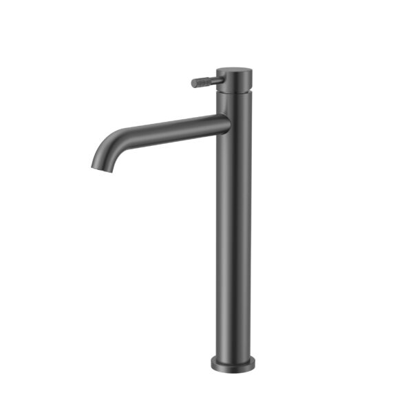MITIGEUR DE LAVABO HAUT STRIA - DÉMARRAGE À FROID - POIGNÉE À TEXTURE NETTOYÉE RAFFINÉE - SANS VIDAGE - Gunmetal (PVD)