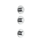 STRIA TRIM SET FOR SHOWER MIXER – 2-WAY WITH 2 STOP VALVES – THERMOSTATISCH – BUILT-IN – ROUND – REFINED RIBBED HANDLES – CHROOM