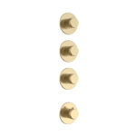STRIA TRIM SET FOR SHOWER MIXER – 3-WAY WITH 3 STOP VALVES – THERMOSTATIC – BUILT-IN – ROUND – REFINED RIBBED HANDLES – BRUSHED GOLD