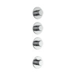 STRIA TRIM SET FOR SHOWER MIXER – 3-WAY WITH 3 STOP VALVES – THERMOSTATISCH – BUILT-IN – ROUND – REFINED RIBBED HANDLES – CHROOM