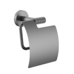 STRIA TOILETROLLHOUDER MET KLEP - AFWERKING MET VERFIJNDE GERIBDE TEXTUUR - GUNMETAAL (PVD)