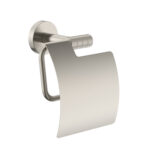 STRIA TOILET ROLL HOLDER WITH LID – REFINED RIBBED STRUCTURE – BRUSHED STAINLESS STEEL