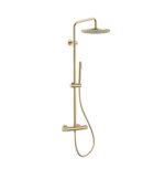 ENSEMBLE DE DOUCHE STRIA RAIN - THERMOSTATIQUE - COOL TOUCH - DOUCHE DE TÊTE 30 CM - EN SAILLIE - BOUTONS À TEXTURE NERVURÉE RAFFINÉE - OR BROSSÉ (PVD)