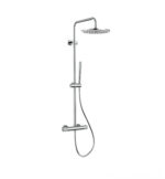 STRIA RAIN SHOWER SET – THERMOSTATIC – COOL TOUCH – 30 CM OVERHEAD SHOWER HEAD – EXPOSED INSTALLATION – REFINED RIBBED KNOBS – CHROME