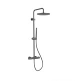 ENSEMBLE DE DOUCHE STRIA RAIN - THERMOSTATIQUE - COOL TOUCH - DOUCHE DE TÊTE 30 CM - EN SAILLIE - BOUTONS À TEXTURE NERVURÉE RAFFINÉE - Gunmetal (PVD)