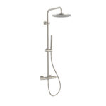 STRIA RAIN SHOWER SET – THERMOSTATIC – COOL TOUCH – 30 CM OVERHEAD SHOWER HEAD – EXPOSED INSTALLATION – REFINED RIBBED KNOBS – BRUSHED STAINLESS STEEL