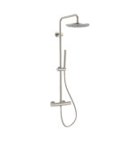 STRIA RAIN SHOWER SET – THERMOSTATIC – COOL TOUCH – 30 CM OVERHEAD SHOWER HEAD – EXPOSED INSTALLATION – REFINED RIBBED KNOBS – BRUSHED STAINLESS STEEL
